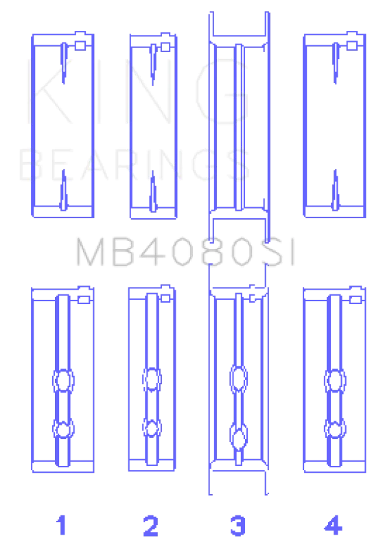 King Engine Bearings GMC 2.8L/3.4L V6 173Ci/207Ci (Size +0.50mm) Main Bearing Set - Side View