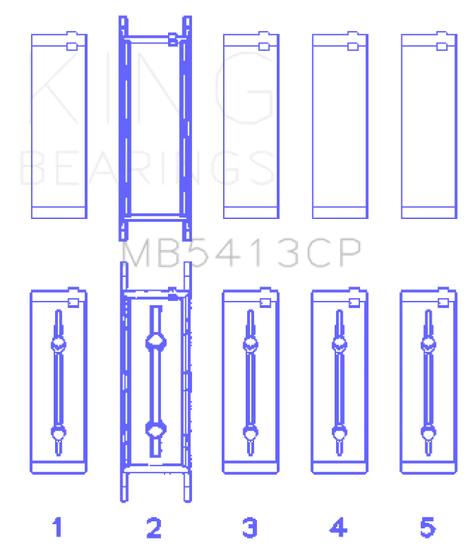 King Engine Bearings General Motors 134 Crankshaft Main Bearing Set (Set of 10) - Side View