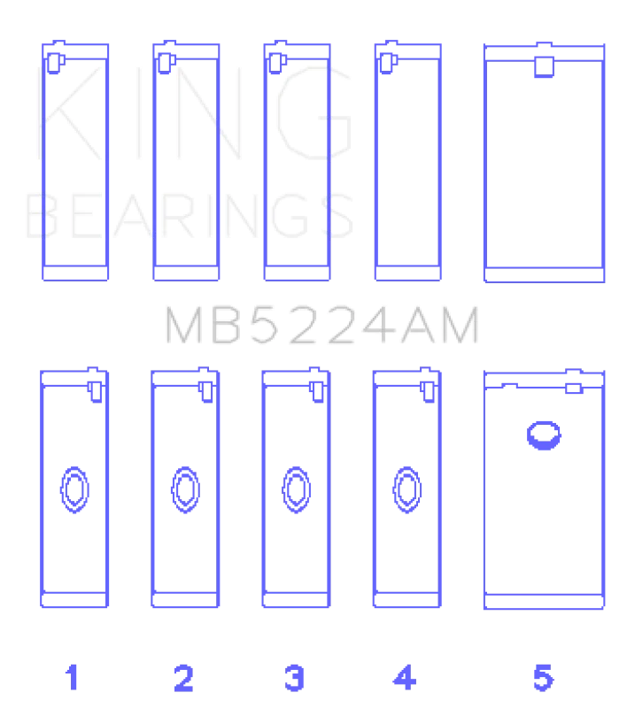 King Engine Bearings General Motors 400CI 6.6L V8 OHV Crankshaft Main Bearing Set (Set of 5) - Main Product View
