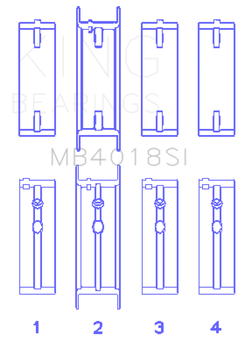 King Engine Bearings Holden 231 (3800) V6 (Size STD) Main Bearing Set - Side View
