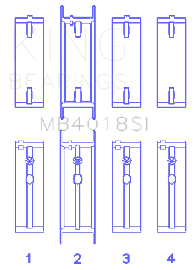 King Engine Bearings Holden 231 (3800) V6 (Size STD) Main Bearing Set - Side View