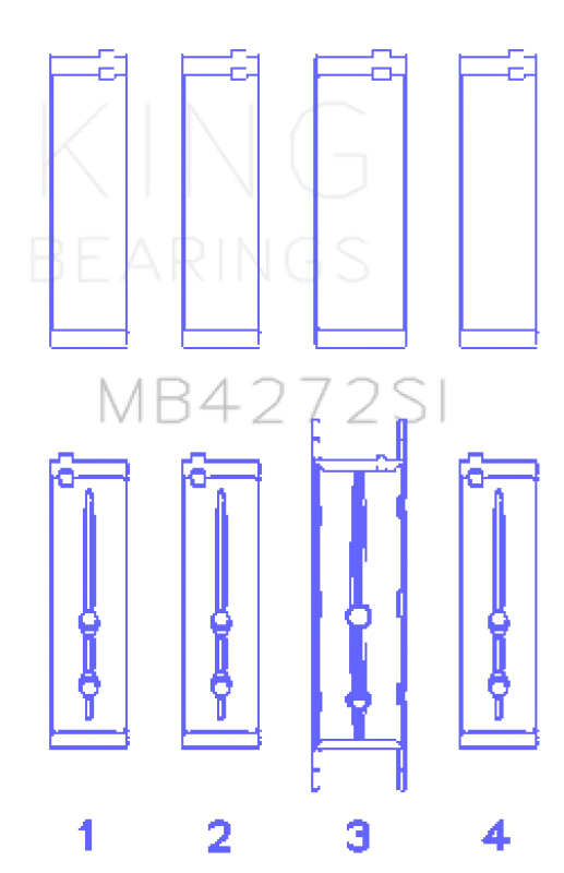 King Engine Bearings Holden Alloytec 175/190 (Size +0.50mm) Main Bearing Set - Main Product View