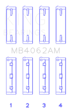 Load image into Gallery viewer, King Engine Bearings Honda / Acura C32A1/C32A6/C35A1 Crankshaft Main Bearing Set (Set of 4) - Side View