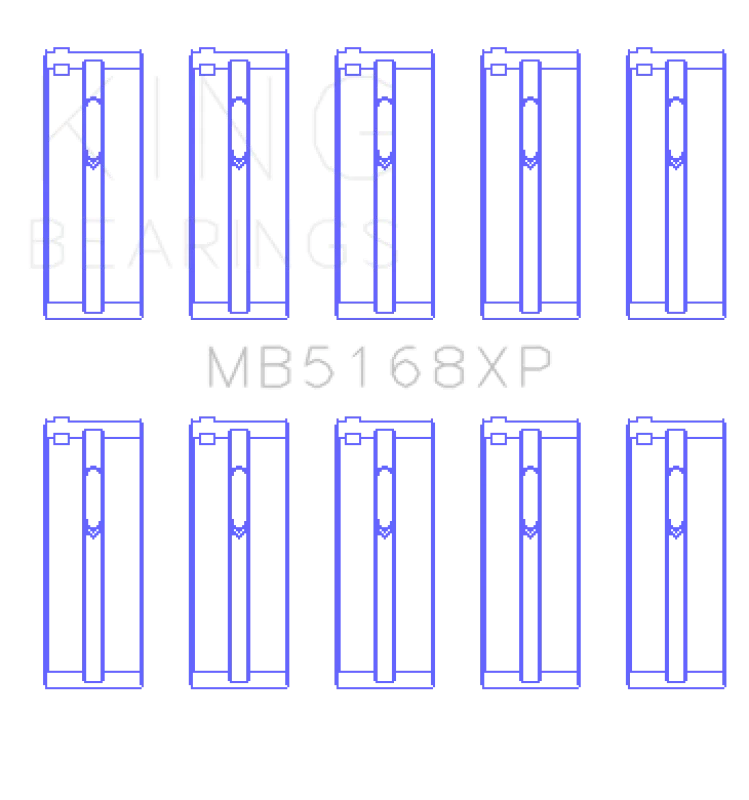 King Engine Bearings Honda H22 50mm Journal Crankshaft Main Bearing Set - Size STDX - Detail View