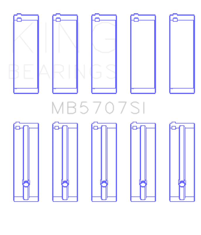 King Engine Bearings Hyundai G4KE/G4KC Main Bearings (Set of 5) - Side View