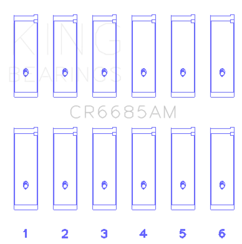 King Engine Bearings Isuzu 6Vd1 (Size +0.75mm) Connecting Rod Bearing Set - Side View