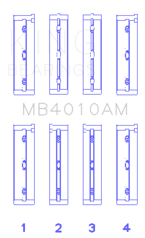 King Engine Bearings Isuzu 6Vd1 (Size +1.0mm) Main Bearing Set - Side View