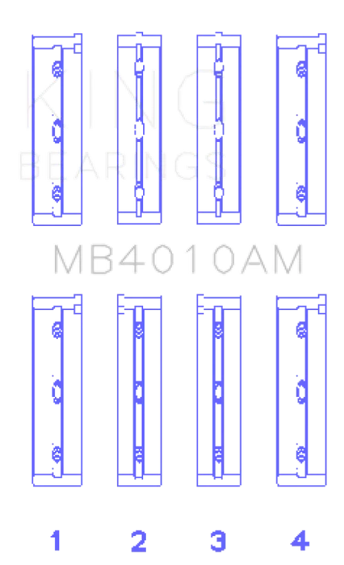 King Engine Bearings Isuzu 6Vd1 (Size +1.0mm) Main Bearing Set - Side View