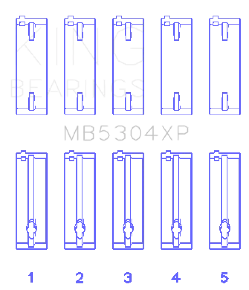 King Engine Bearings Mazda B6/B6-T/ZM/B3/B5 (Size +0.5) Main Bearing Set - Side View