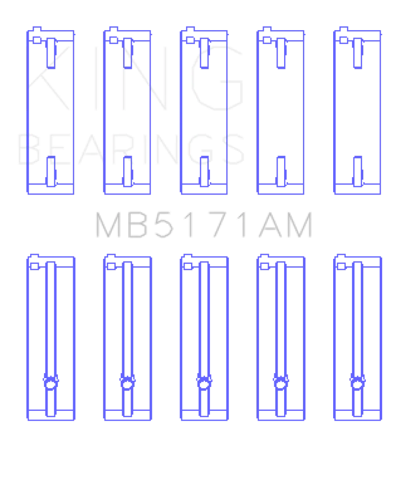King Engine Bearings Mazda FS-DE L4/FP L4/FS L4  DOHC 16 Valve  (Size +1.0) Main Bearing Set - Side View