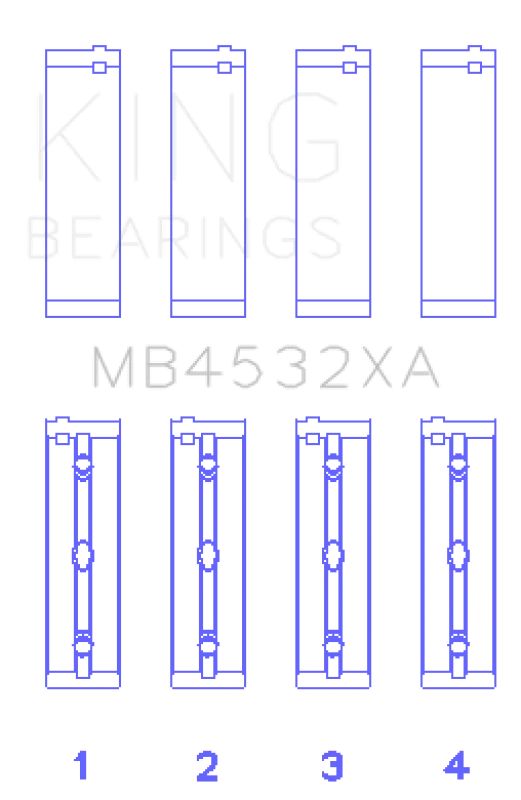 King Engine Bearings Mercedes Benz Om 642.822/36/910/20/30/70 (Size +0.25mm) Main Bearing Set - Side View