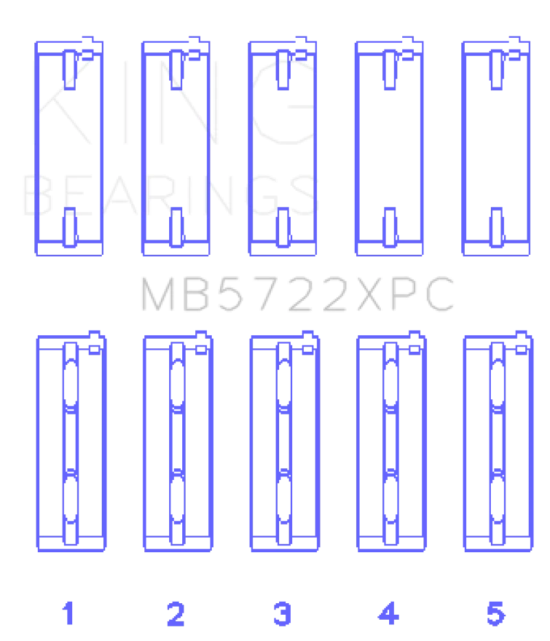 King Engine Bearings Mitsubishi 4B11T EVO X 2007+ (Size 0.5) Coated Performance Main Bearing Set - Side View
