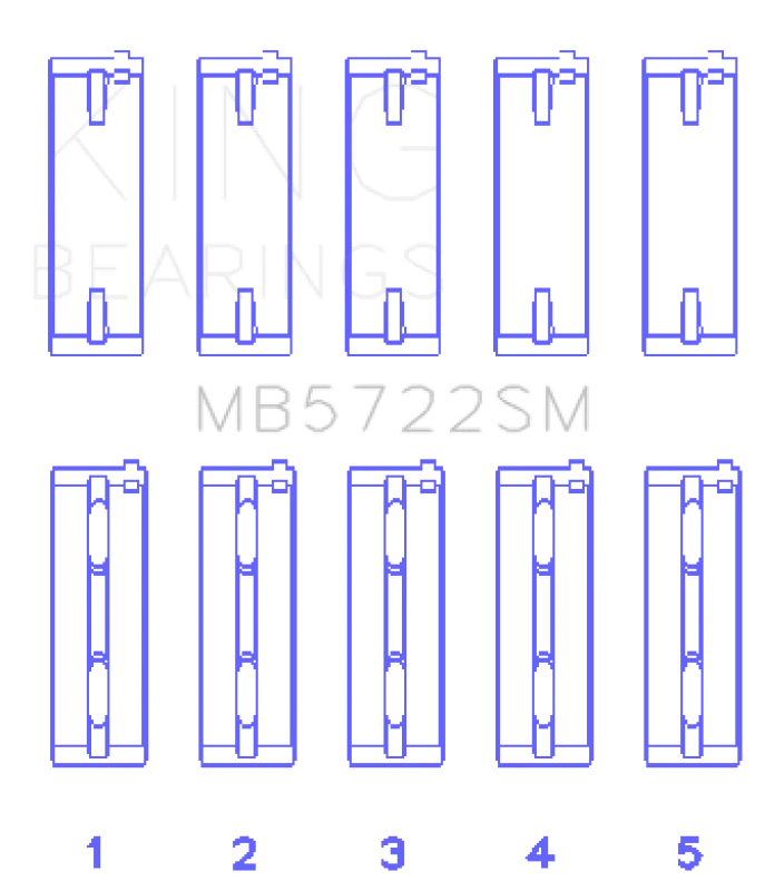 King Engine Bearings Mitsubishi 4B11T Turbo Evo X/2007-> (Size +0.50mm) Main Bearing Set - Side View