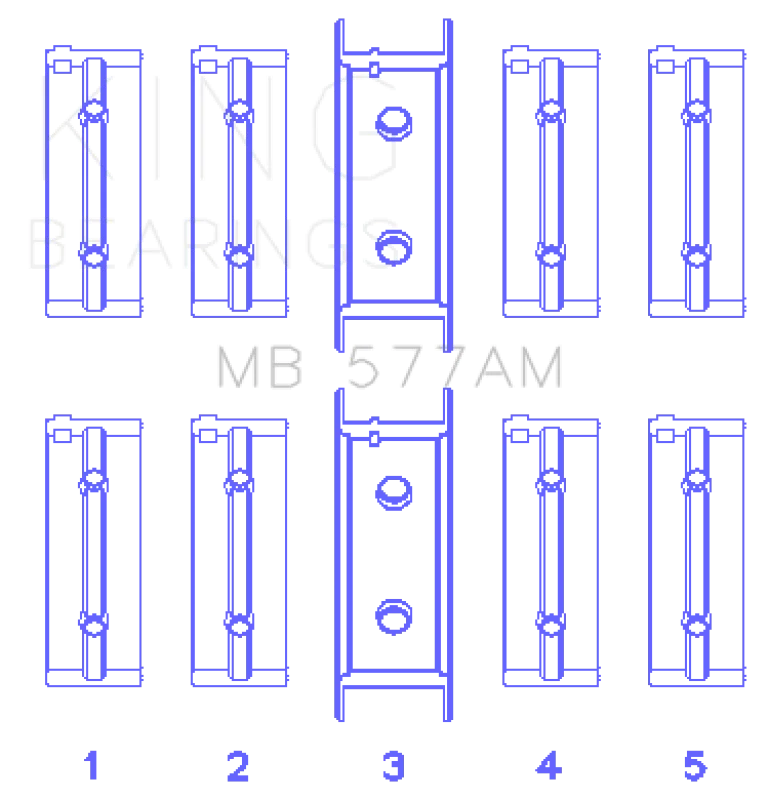 King Engine Bearings Mitsubishi 4G52 (Size +0.25mm) Main Bearing Set - Detail View