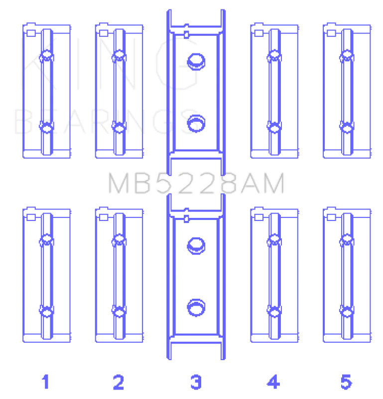 King Engine Bearings Mitsubishi 4G52 (Size +0.50mm) Main Bearing Set - Side View