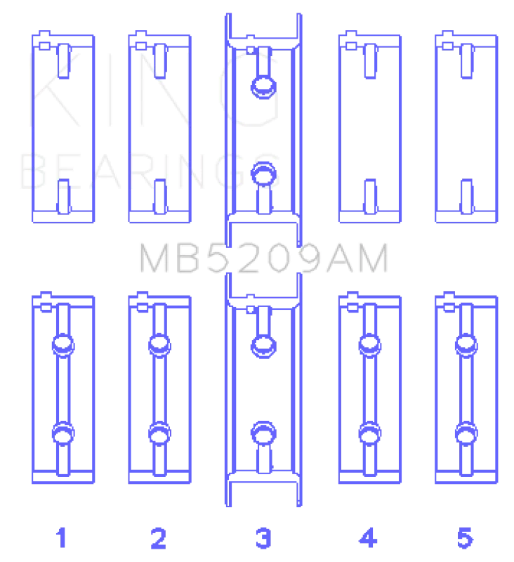 King Engine Bearings Mitsubishi 4G63/64/DOHC (Size +0.25mm) Main Bearing Set - Side View