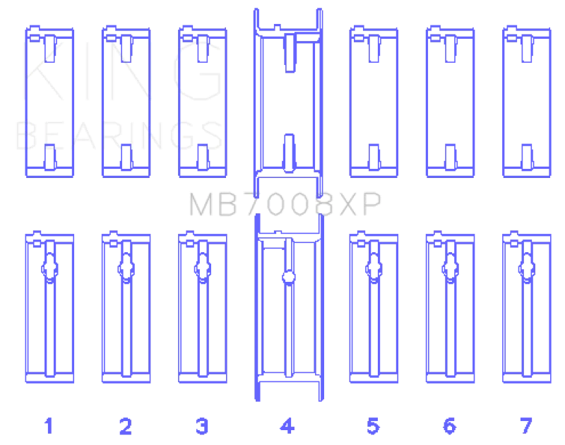 King Engine Bearings Nissan 2.5L RB25DET 24V (Size .025) Performance Main Bearing Set - Main Product View