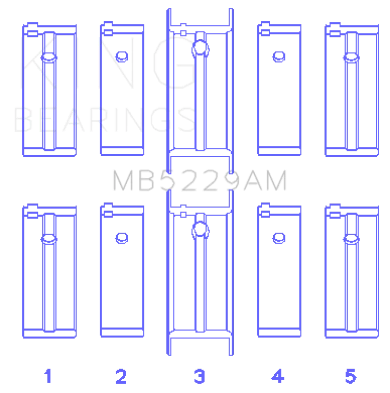 King Engine Bearings Nissan Datsun A12/(Size +0.25mm) Main Bearing Set - Side View