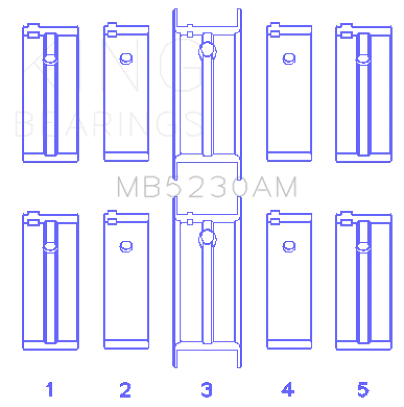 King Engine Bearings Nissan E15/E16/E13/E15ET (Size +1.0mm) Main Bearing Set - Side View