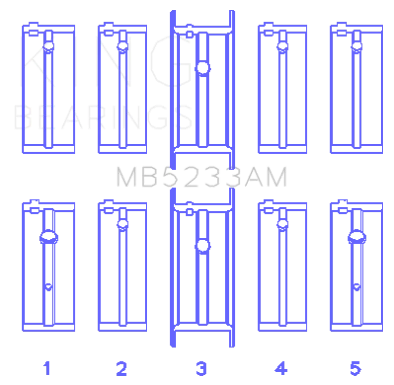 King Engine Bearings Nissan L20B/Z20/Z22/Z24 (Size +0.50mm) Main Bearing Set - Side View