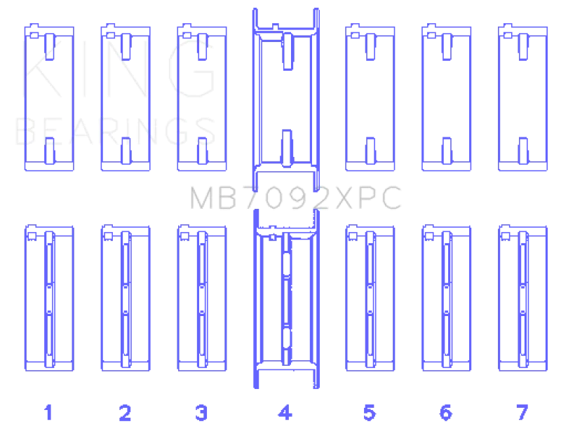 King Engine Bearings Nissan RB26DETT 24V Coated Performance Main Bearing Set - Size STDX - Detail View