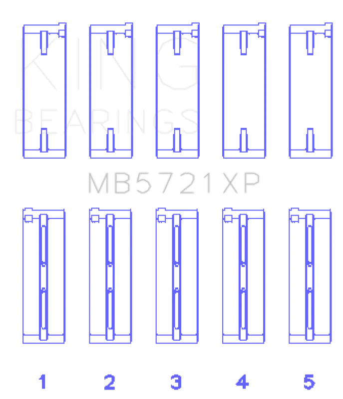 King Engine Bearings Nissan SR20DET (GTiR) 16V Performance Main Bearing Set - Size STD - Side View