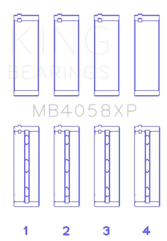 King Engine Bearings Nissan VQ35DE Performance Main Bearing Set - Size STDX - Side View