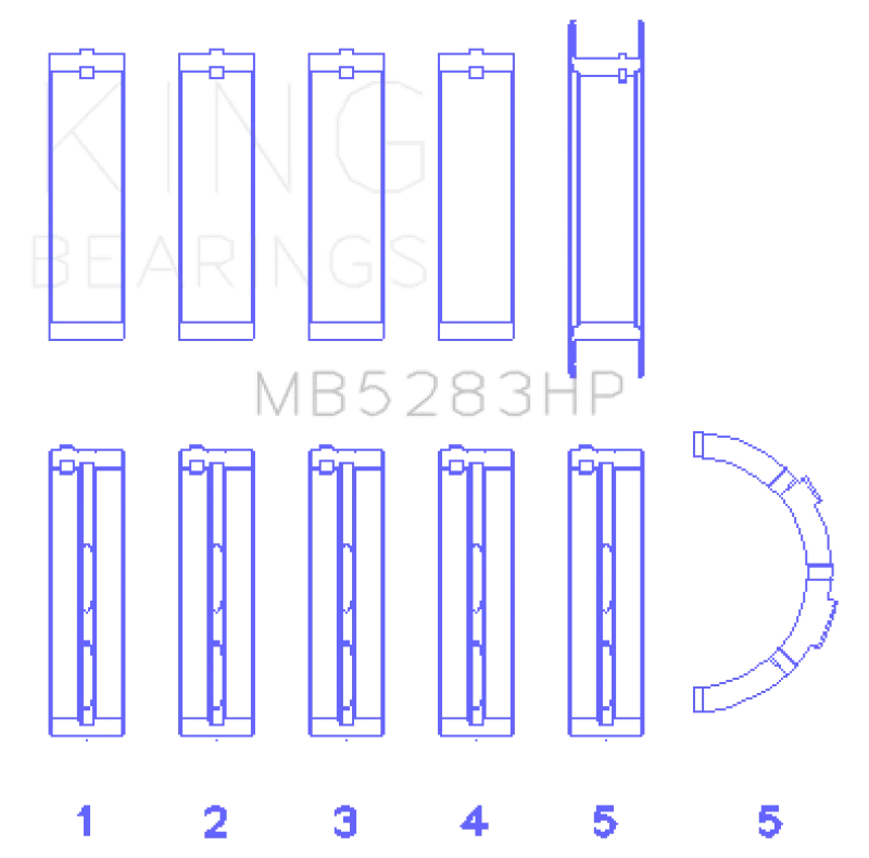 King Engine Bearings Performance Main Bearing Set - Size Standard X - Main Product View