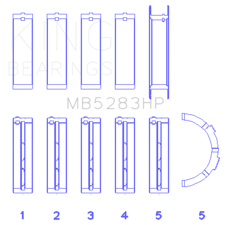King Engine Bearings Performance Main Bearing Set - Size STD - Side View