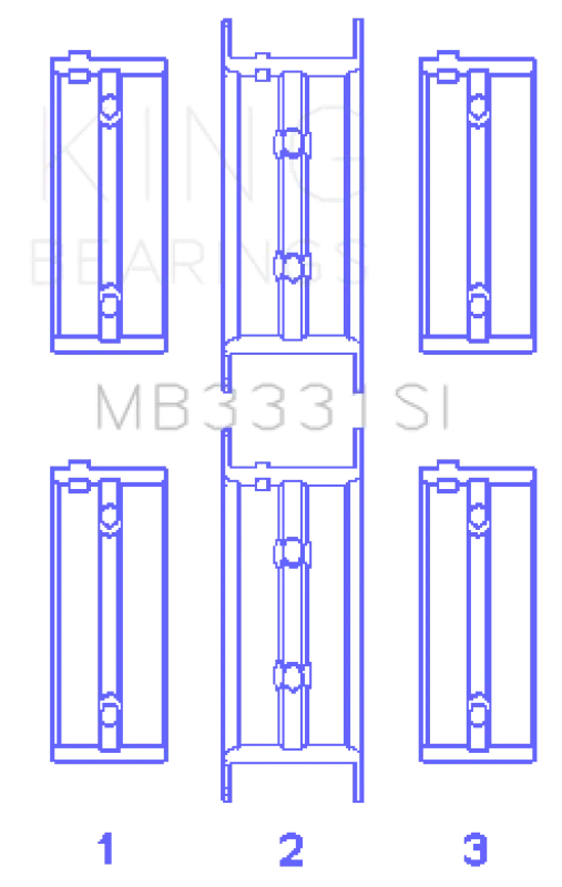 King Engine Bearings Subaru 1300/1600 (Size +0.50mm) Main Bearing Set - Side View