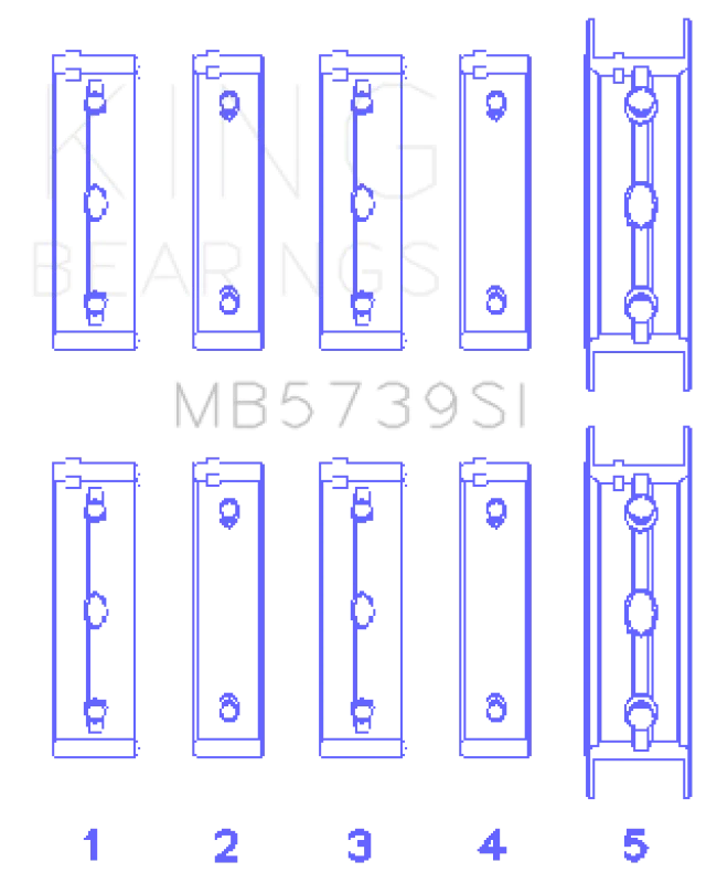 King Engine Bearings Subaru EJ20/EJ22/EJ25 Bi-Metal Silicon Aluminum Main Bearing Set - Size +.002mm - Side View