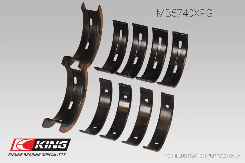 King Engine Bearings Subaru EJ20/EJ22/EJ25 Housing Bore + .005 (Size 0.25) Main Bearing Set - Installation View