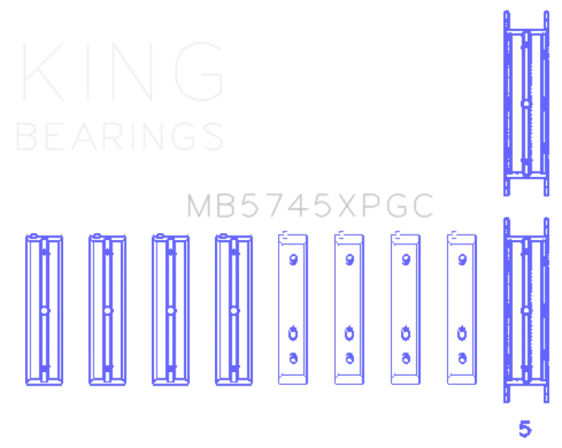 King Engine Bearings Subaru FA20/Toyota 4U-GSE (Size .026) pMaxKote Performance Main Bearing Set - Side View