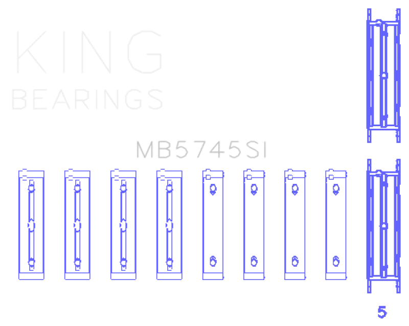 King Engine Bearings Subaru FA/FB (Size 0.25 Oversized) Main Bearing Set - Side View