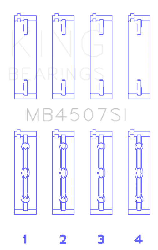 King Engine Bearings Suzuki H25A H27A (Size +0.25mm) Main Bearing Set - Side View
