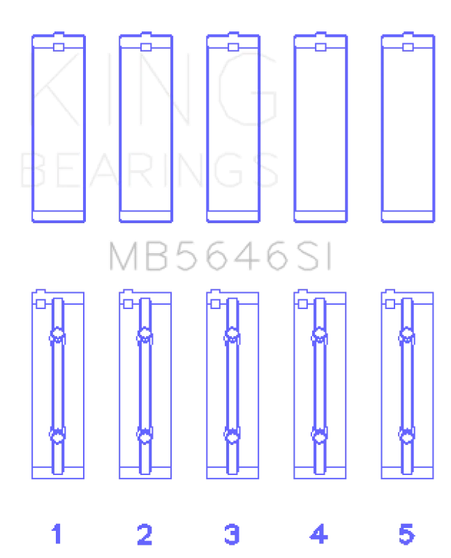 King Engine Bearings Toyota 1Azfe/2 Azfe (Size +0.50mm) Main Bearing Set - Side View