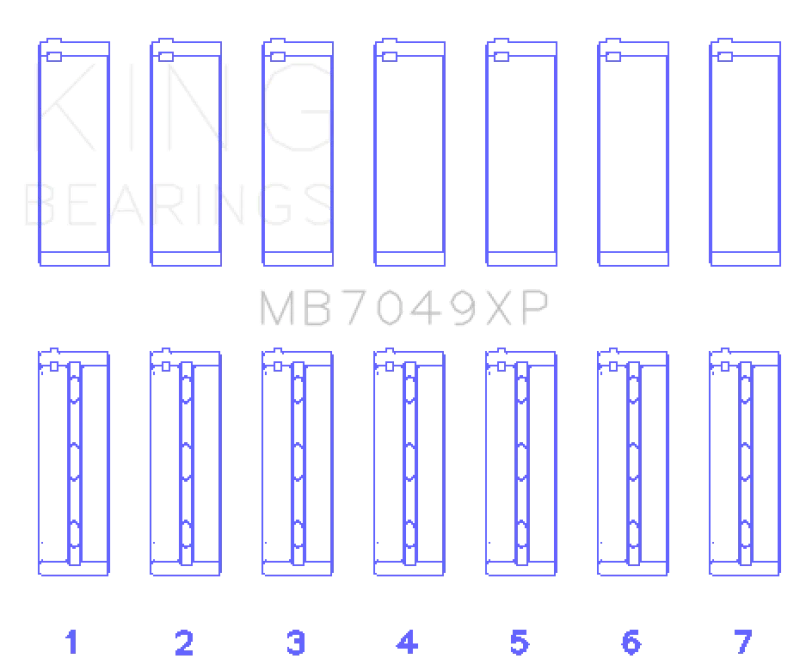 King Engine Bearings Toyota 1FZFE (Size STDX) Performance Main Bearing Set - Side View