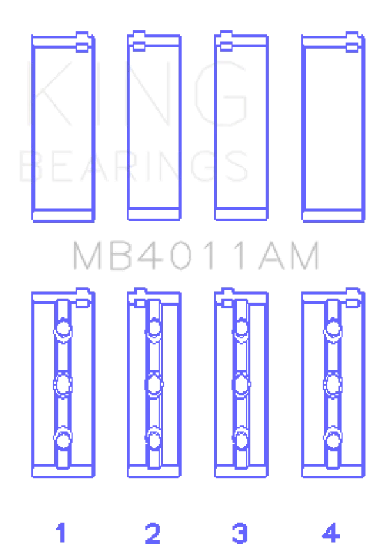 King Engine Bearings Toyota 1Mzfe (Size +1.0mm) Main Bearing Set - Side View