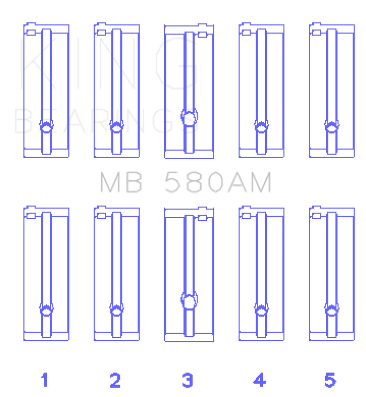 King Engine Bearings Toyota 21R/(Size +0.75mm) Main Bearing Set - Detail View
