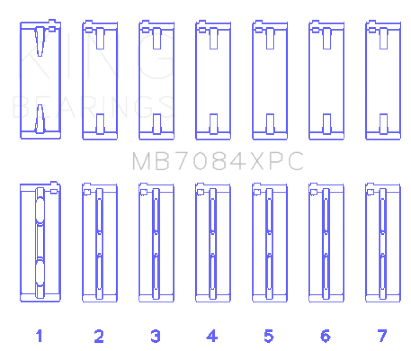 King Engine Bearings Toyota 2JZGE/2JZGTE 24V 3.0L pMaxKote Performance Main Bearing Set - Size STDX - Detail View