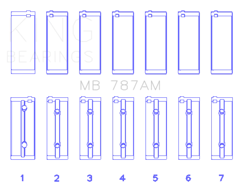 King Engine Bearings Toyota 5ME/5MGE/7MGE/7MGTE (Size STD) Main Bearing Set - Size STD - Detail View