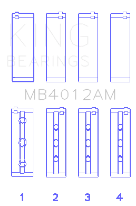 King Engine Bearings Toyota 5Vzfe (Size +0.25mm) Main Bearing Set - Side View