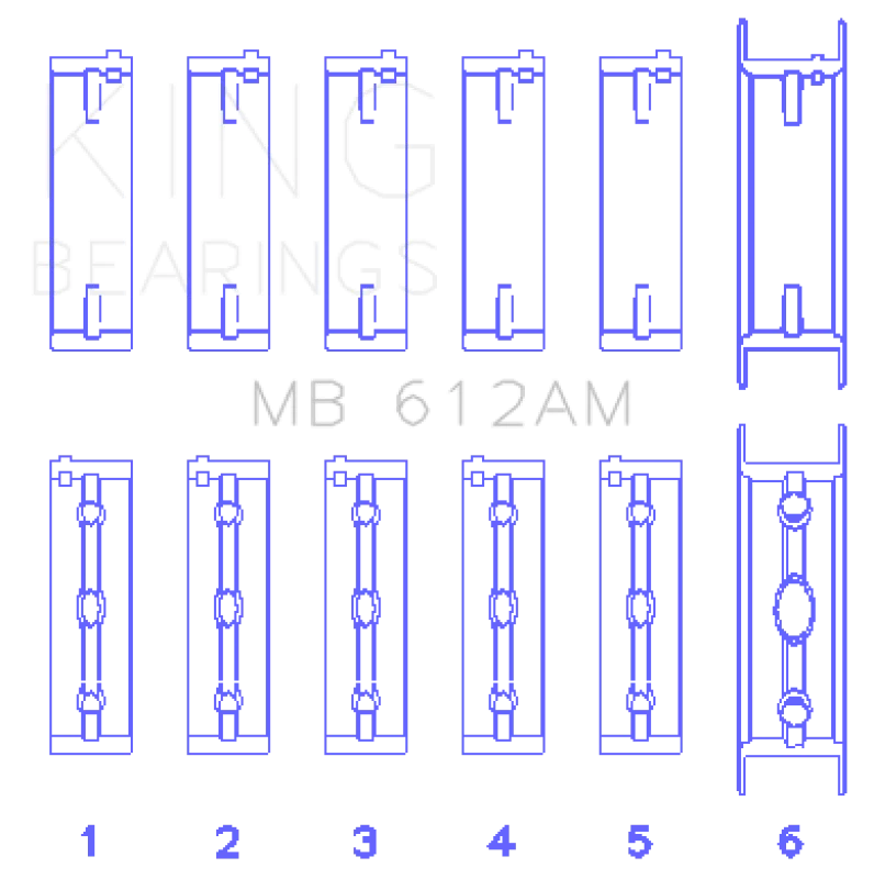 King Engine Bearings Volvo 520/B5252/B5254F/T/B5234F/T (Size +0.25mm) Main Bearing Set - Detail View