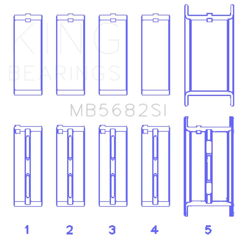 King Engine Bearings gm 496ci/8.1L 16v (Size STD) Performance Main Bearing Set - Side View