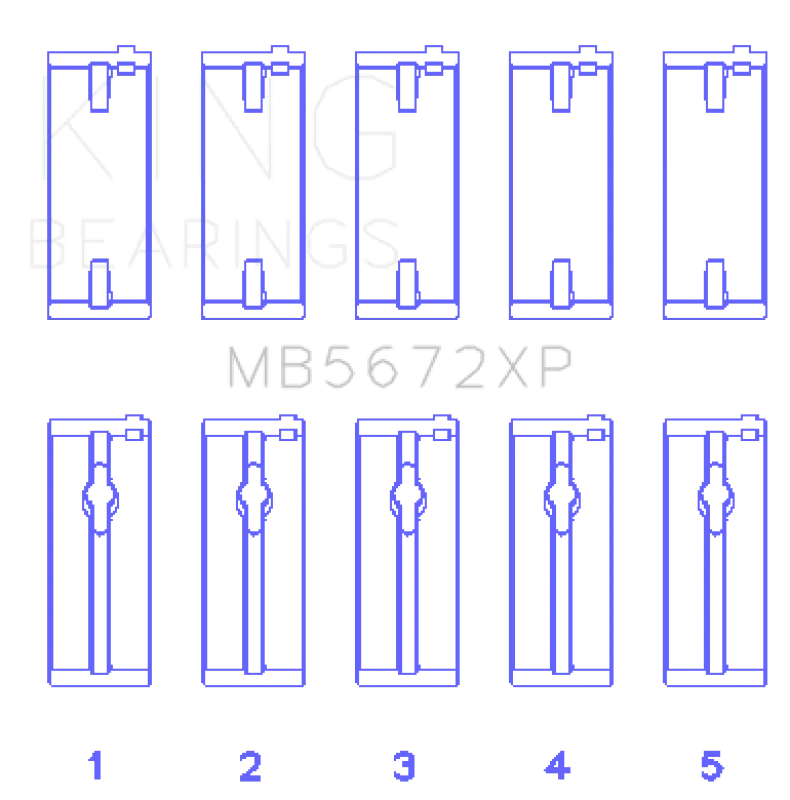 King Ford Escort/Sierra YB 2.0L DOHC Cosworth (Size STD) Performance Main Bearing Set - Side View