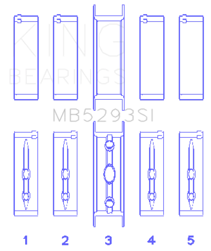 King GM 294/325/345/364CI 4.8/5.3/5.7/6.0L L20/LS1/LS2/LS4/LS6 (Size 001) Main Bearing Set - Main Product View