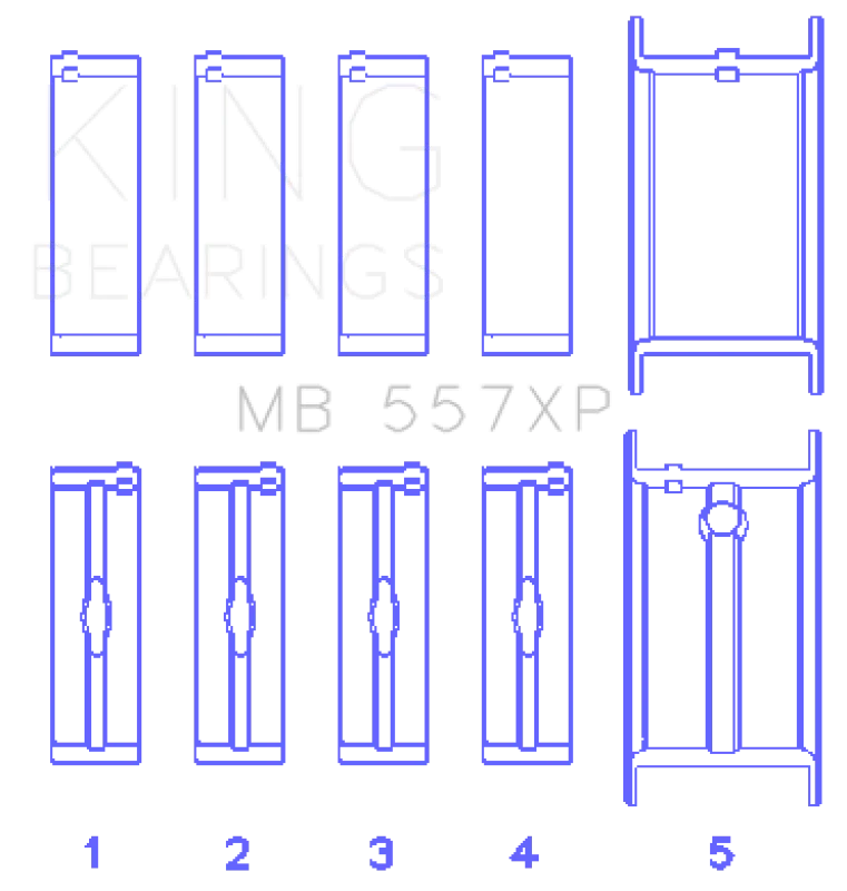King General Motors 262/267/302/307.010in Undersize Crankshaft XP-Series Main Bearing Set (Set of 5) - Main Product View