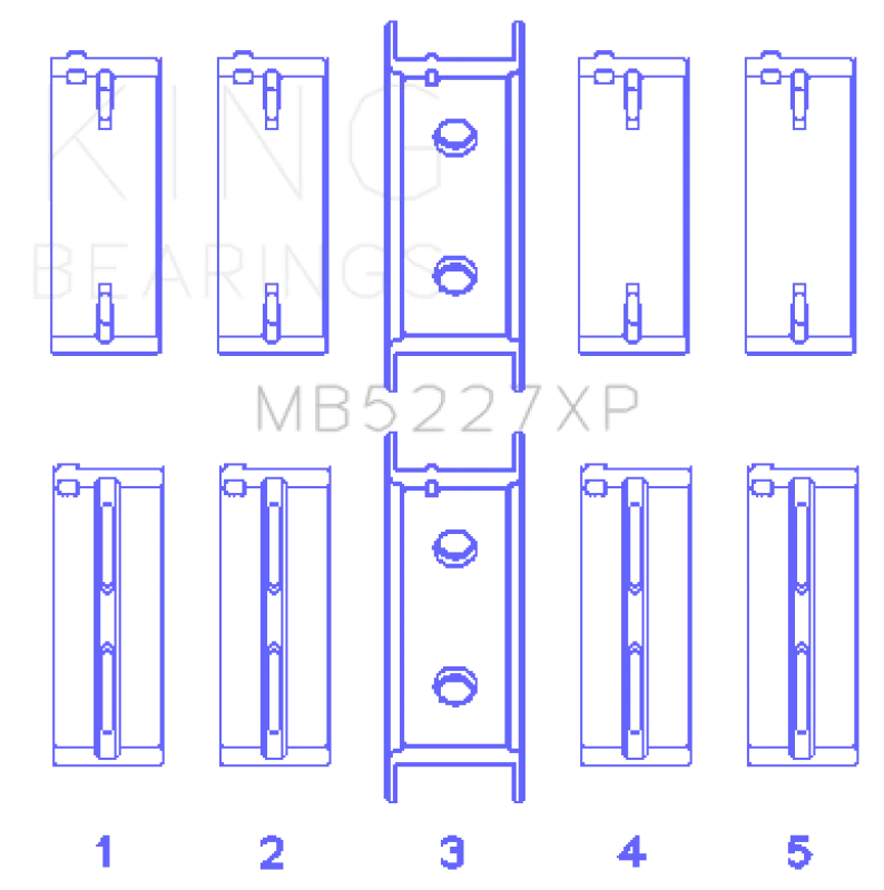 King Mitsubishi 4G63/4G64 6 Bolt 1st Gen DSM Performance Main Bearing Set - Size STDX - Side View