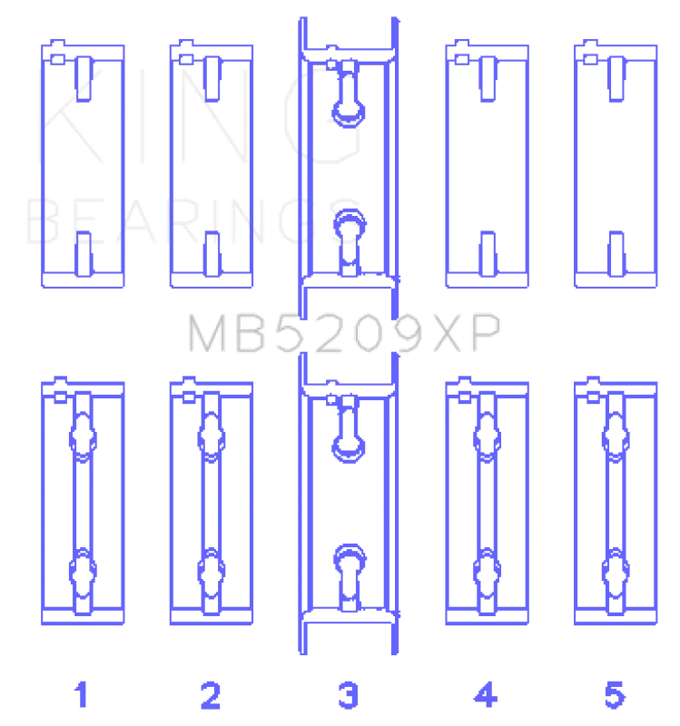 King Mitsubishi 4G63/4G64 7 Bolt 2nd Gen DSM and EVO I-IV Performance Main Bearing Set - Size STD - Main Product View