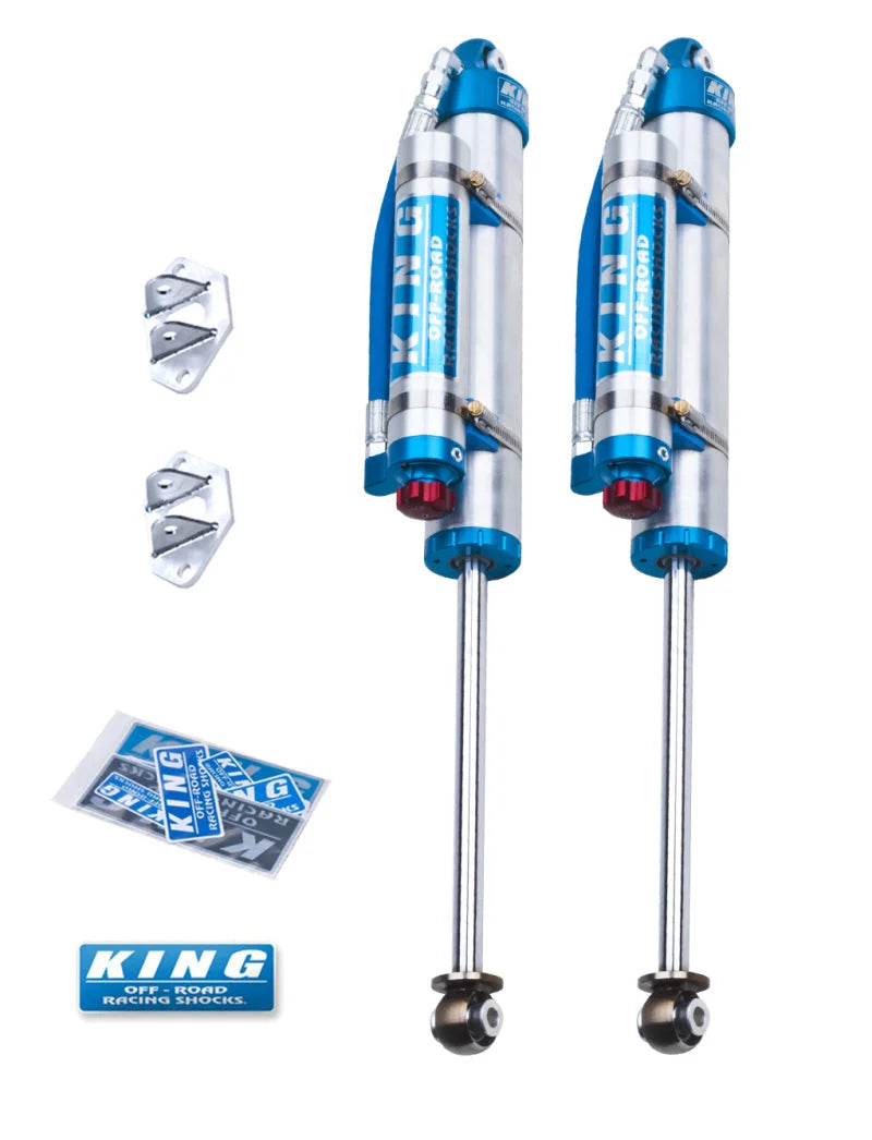 King Shocks 07-18 Jeep Wrangler JK Rear 2.5 Dia Piggy Hose Res Shocks 3-5in Lift w/Adjuster (Pair) - Side View